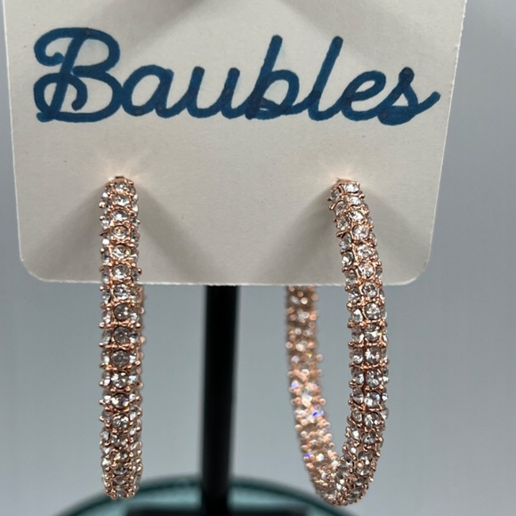Baubles Rose Gold Hoops Austrian Crystals $12 EA or Bundle 3/$20 - Picture 6 of 6